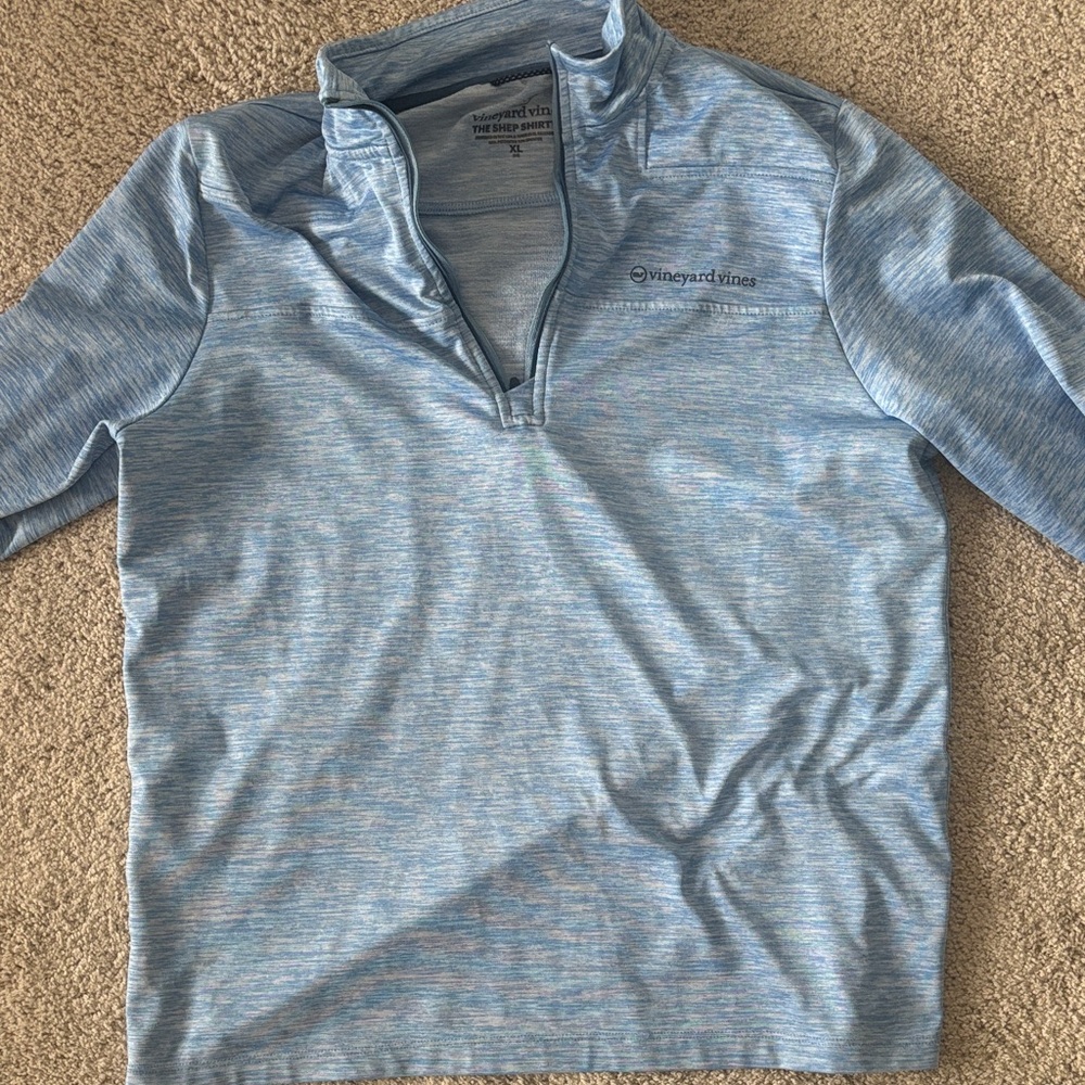 Vineyard Vines Light Blue Heathered Quarter-Zip Pullover